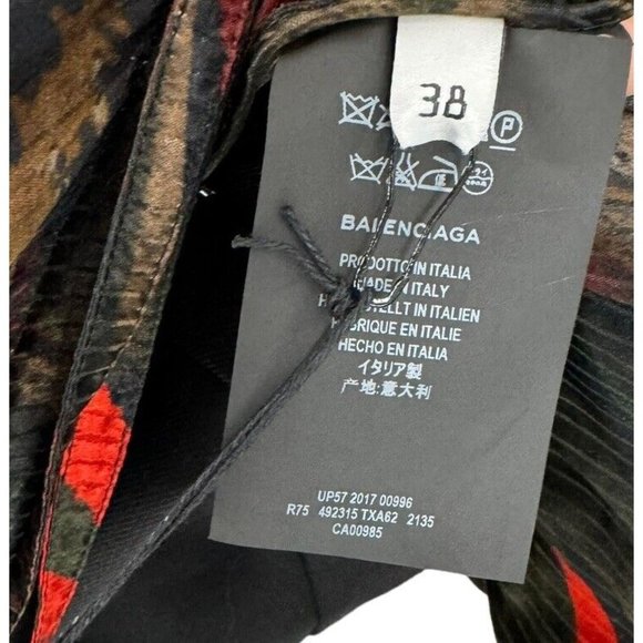 BALENCIAGA PARIS Midi Dress‎ Dark Green Multicolor Size 38 US 6 - Picture 9 of 10